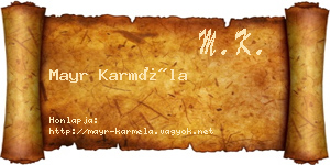 Mayr Karméla névjegykártya